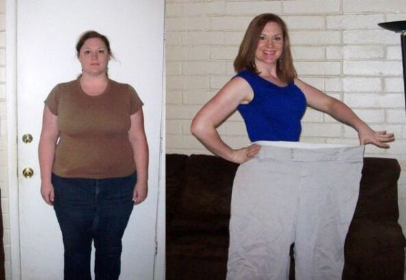 Mulher antes e depois de seguir uma dieta alimentar